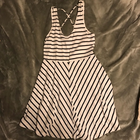 SO Dresses & Skirts - SO Black & White Striped Skater Dress